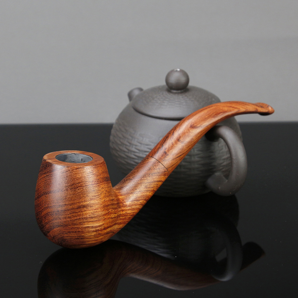  Wood Smoking Pipe Traditional Bent Tobacco Pipe 9mm filter Red Sandal Wood Pipe Handmade Smoke Pipe