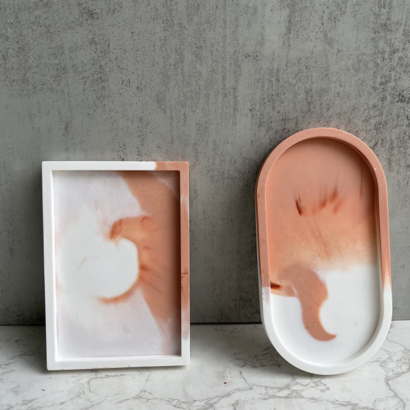 Oval Tray Dish Silicone Mold Rectangular Oval Storage Tray Moulds Gypsum Resin Mould for Flower Pot Base Craft DIY Plaster Molds