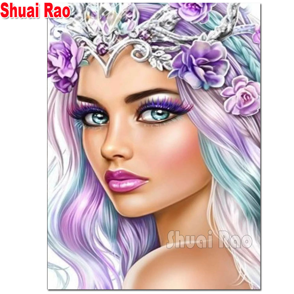 diy Diamond puzzle 5d diamond mosaic"Pretty woman"diamond painting cross stitch embroidery full round drill Portrait Art，