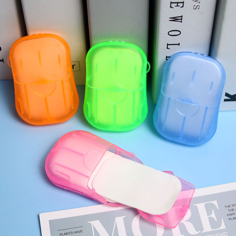 20Pcs/box Disposable Mini Travel Soap Paper Washing Hand Bathroom Cleaning Portable Boxed Foaming Scented Sheets