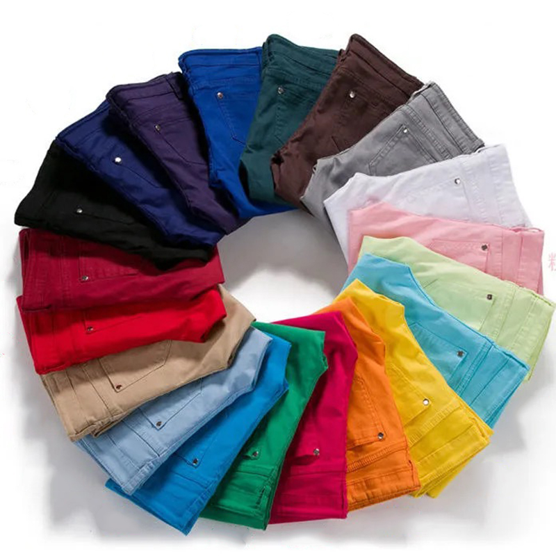  candy color jeans women casual plus size 34 skinny jeans female slim Mid waist pencil pants spring Stretch denim pants