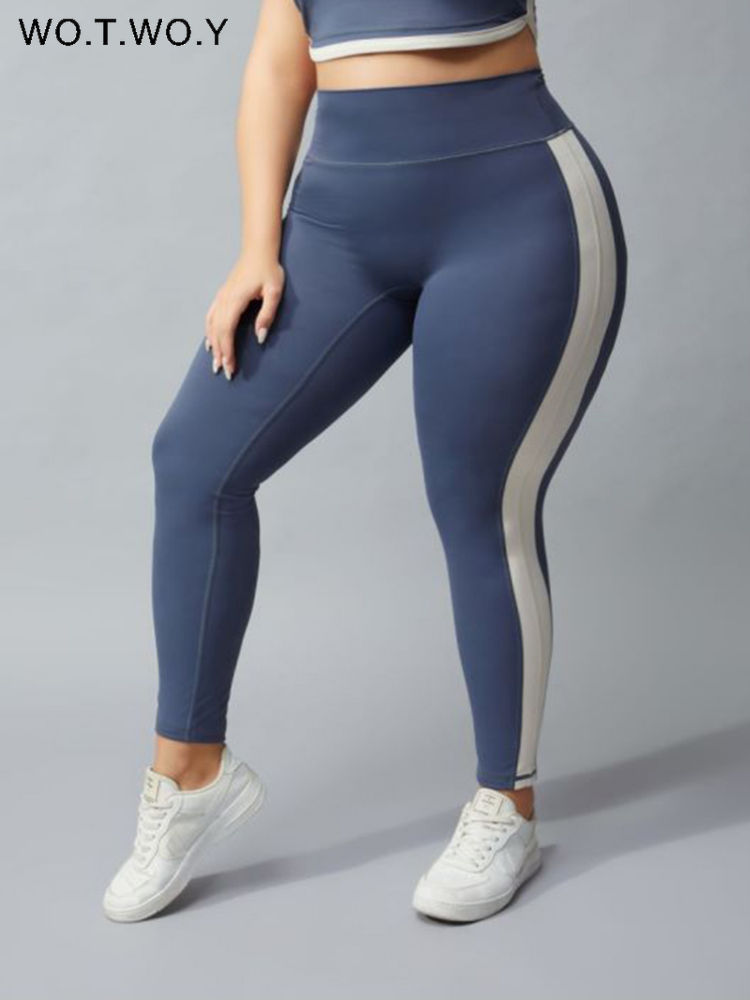 WOTWOY Plus Size Leggings  Women High Waist Elastic Fitness Pants Female Skinny Training Hip Lifting Seamless Sweatpants