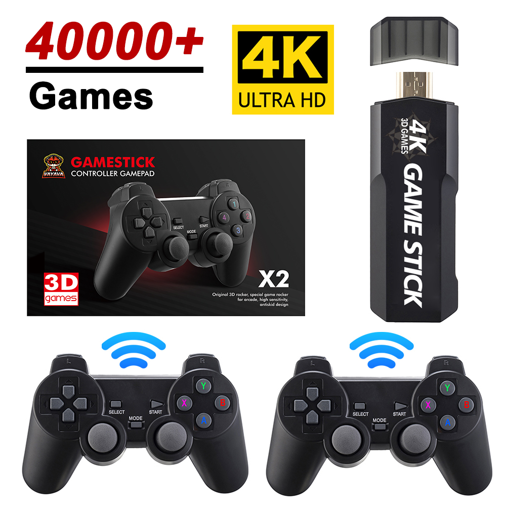 ITINFTEK 128G 40000 Games Retro Game Console 4K HD Video Game Console 2.4G Double Wireless Controller Game Stick For PSP PS1 GBA