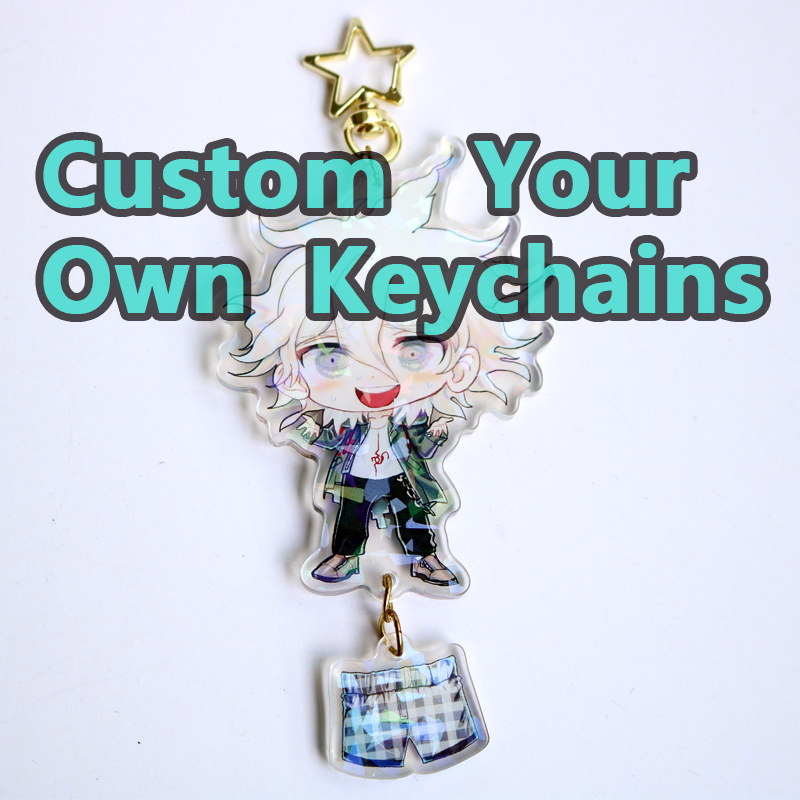 Custom Keychains Cartoon Key Chain Po Customized Anime Charms Hologram Clear Acrylic Personalized Keychains