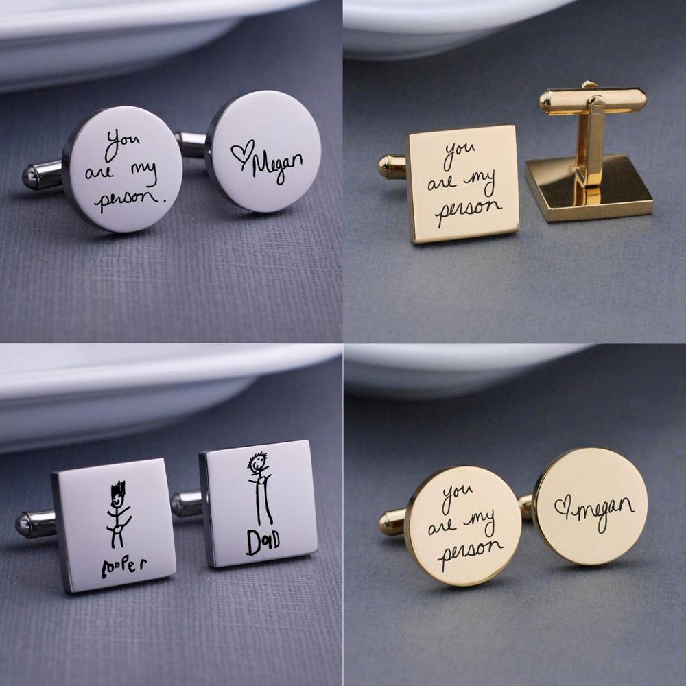 Personalized Cufflinks Engrave Handwriting Cufflinks Wedding Gift for Husband Custom Cufflinks for Him Valentine's Day Gift