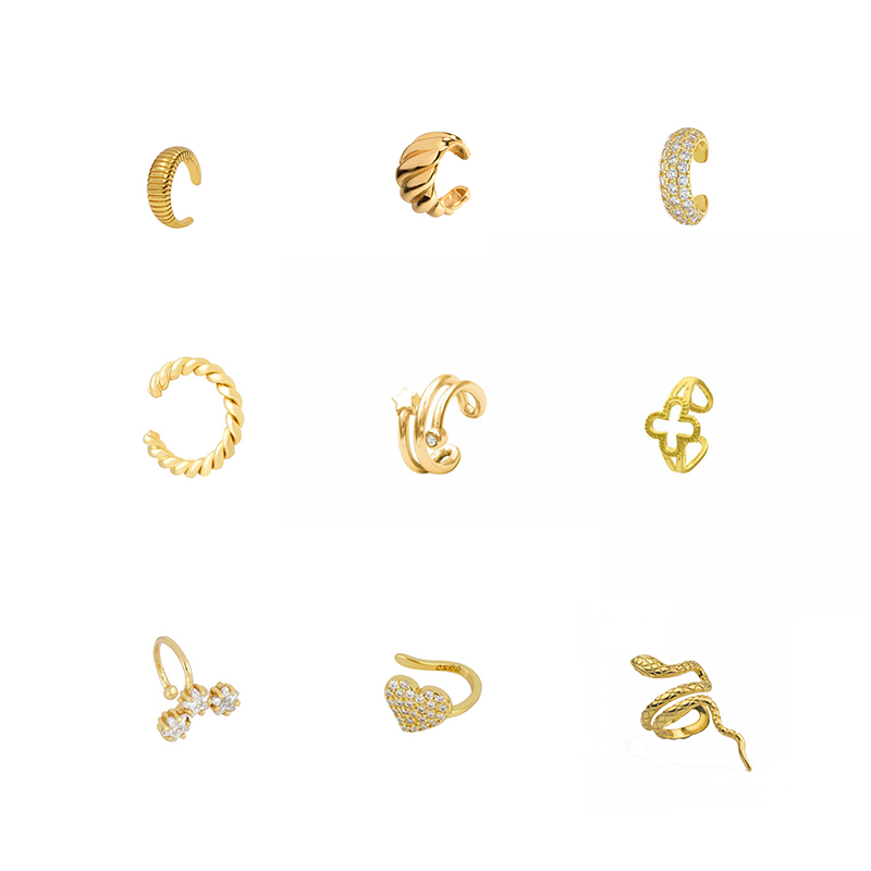 ISUEVA  Gold Filled Zircon Cartilage Earcuffs Earrings For Women Non Pierced Ear Clip Punk Rock Cuffs Jewelry Wholesale