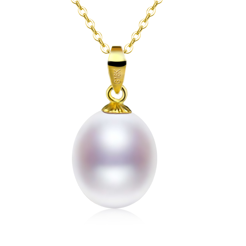 XF800 Pure 18K Yellow Gold Necklace Pendant Natural Freshwater Pearl Trendy Party Gift Real Au750 Fine Jewlery For Women  D221