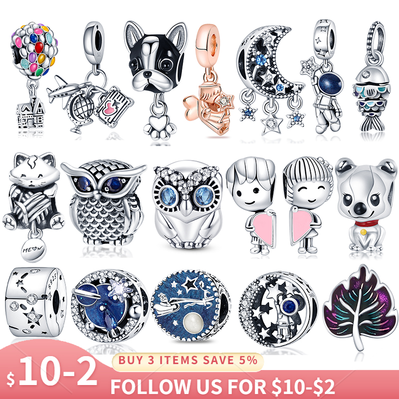 925 Sterling Silver Zircon Animal Heart Charm Bead Fit Original Pandora Bracelet Pendant Bead Necklace DIY Jewelry 