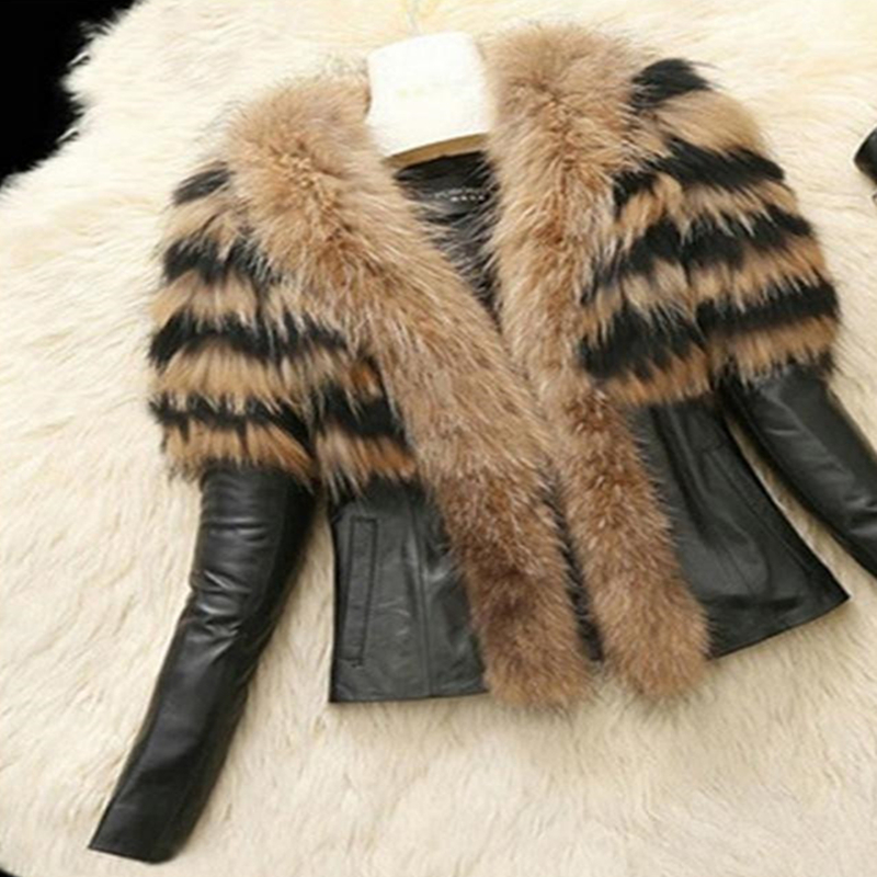  Autumn Winter Women's Faux Fur Coat Jacket Female Slim Fit PU Leather Fur Coats Fluffy Outerwear Jackets