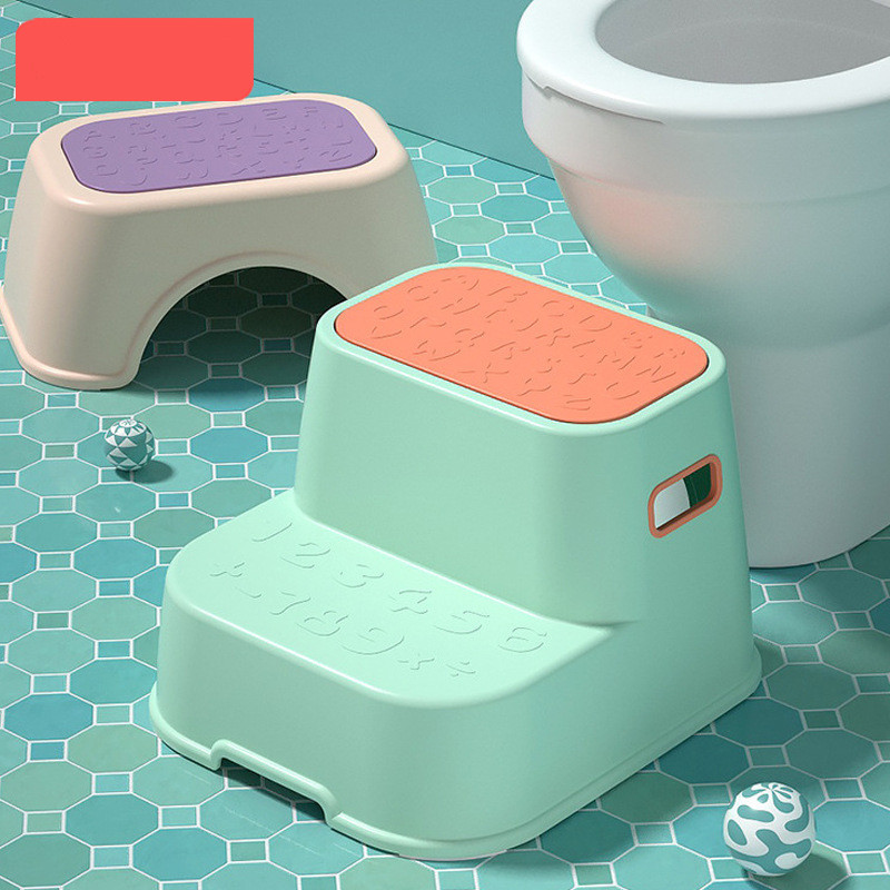 Kids Brushing Face Washing Non-Slip Footstool Toilet Stool Toilet Training Children Ottoman Baby Hand Washing Step Stool