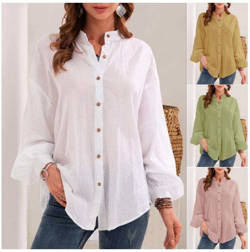 Pregnant women's casual shirt，  versatile pure color long sleeved shirt， cotton shirt， cardigan， women's wear