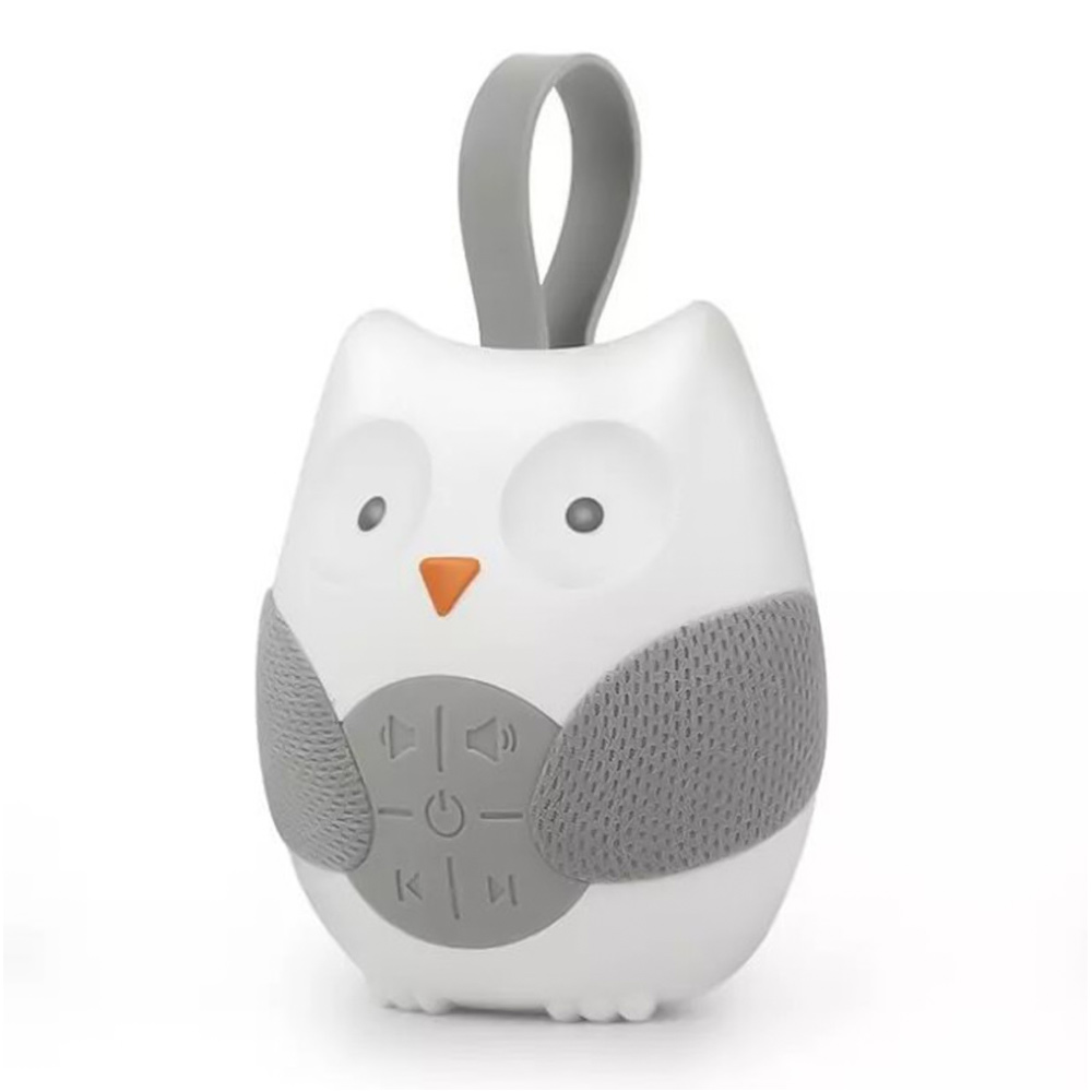 Portable Owl White Noise Machine Baby Soother with 10 Light Music Songs 2 Natural Sounds 2 Lullabies Silicone Strap for Toddlers
