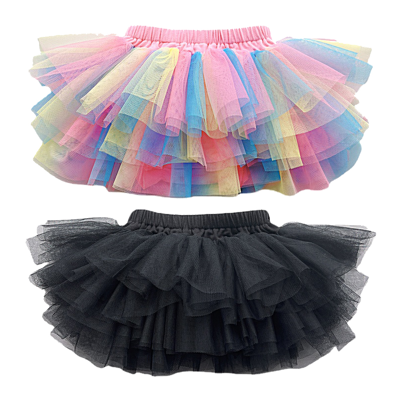Baby Girls Rainbow Skirts for Summer Cute Princess Skirt Children Tutu Ball Gown Skirt with Flower Headband