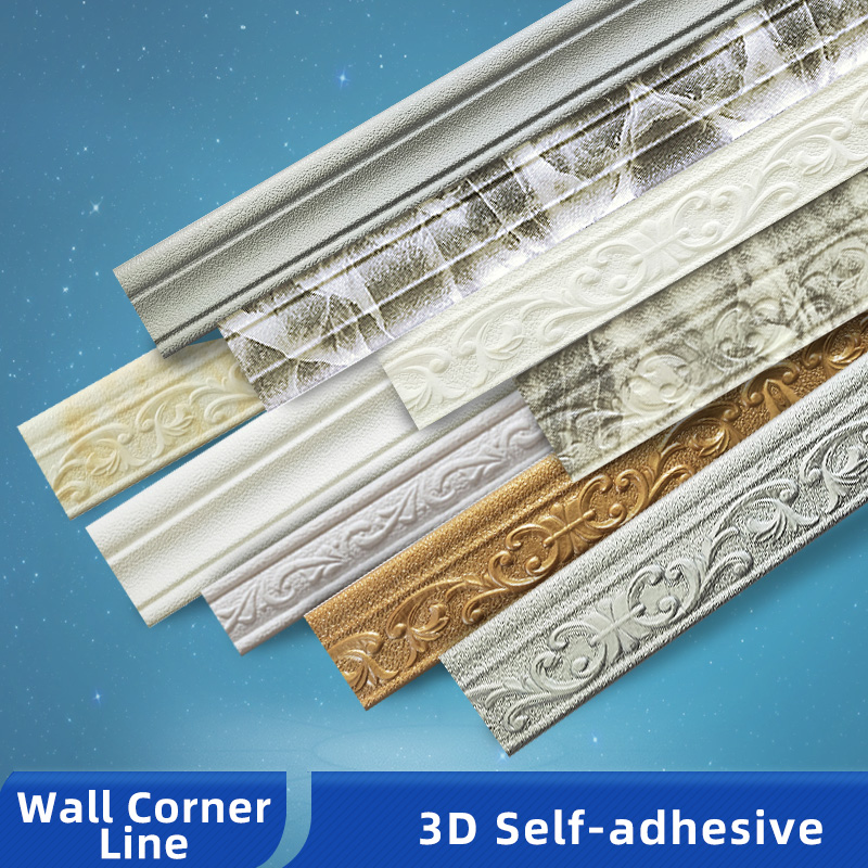 OK-B Self-adhesive 3D Foam Embossed Corner Line Wall Waist Line Wallpaper Home Decoration Wall Sticker Border Edge Strip 230cm