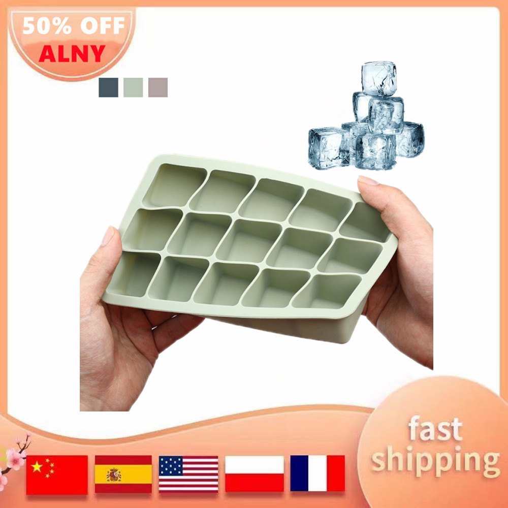 3Color Big Grid Silicone Ice Cube Mold Ice Cube Maker Flexible Silicone Ice Cube Tray with Lid Kitchen Gadgets and Accessories