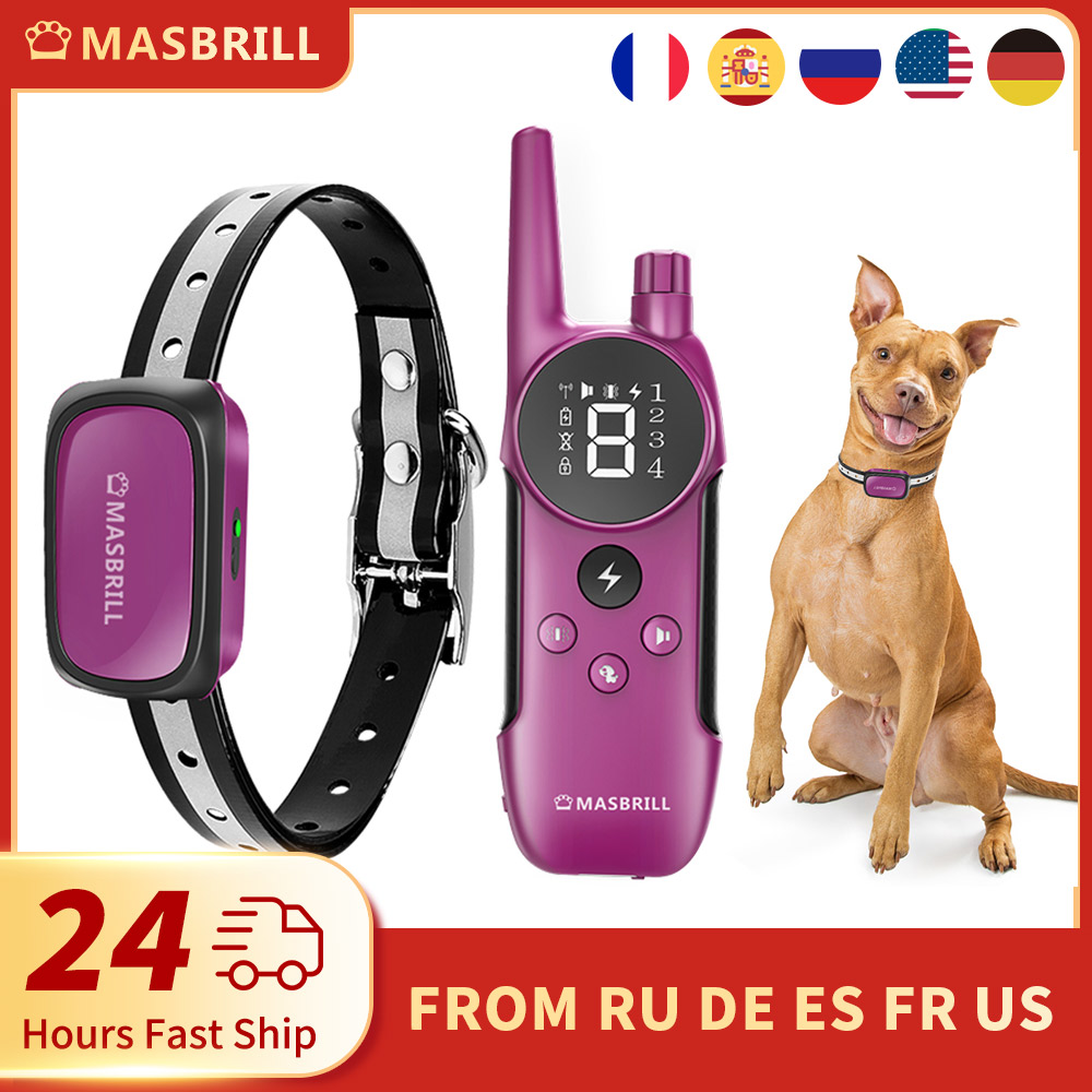 MASBRILL Electric Dog Training Collar Light Waterproof Rechargeable Pet Anti Bark Control Collar Electric Shocker for All Dog