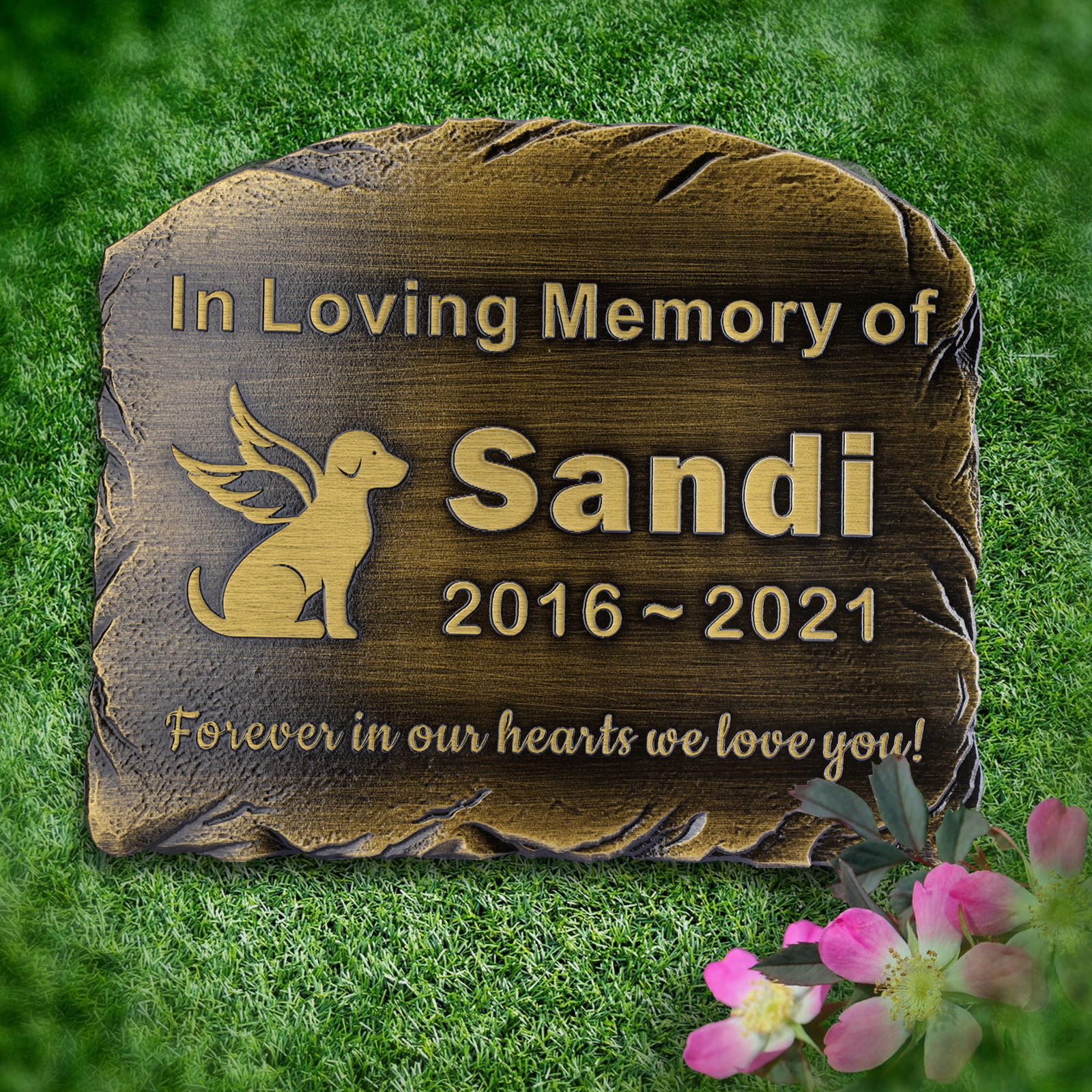Personalise Acrylic Angel Dog Memorial Stone Plaque Outdoor Garden Porch Headstone Remembrance Pet Grave Decorations