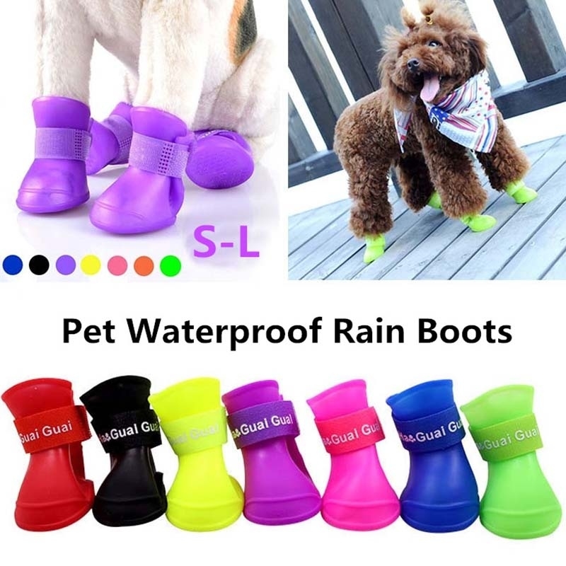 4Pc/Set Pet Dog Rain Shoes Anti Slip Waterproof Cat Shoe Rubber Boots for  Outdoor Footwear Socks zapatos perro sapato cachorro