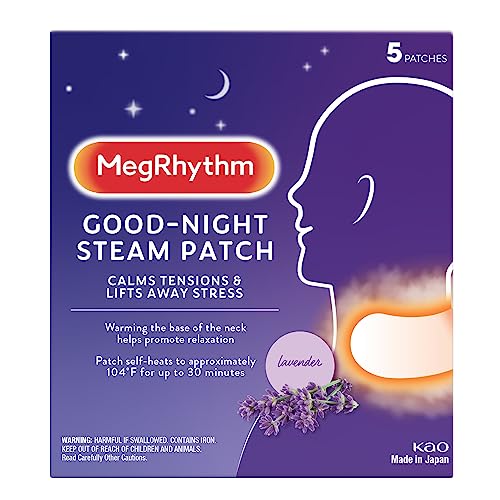 MegRhythm by Kao Gentle Steam Neck Patch, Calming Neck Patch for a Good Night Sleep, Soothe Tension & Lift Away Stress, Lavender, 5 Ct