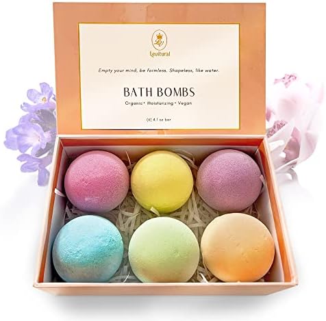 Levitural Bath Bombs, Dead Sea Salt, Essential Oils, Relaxing and Tranquility Organic Aromatherapy - Christmas Gift Ideas (Set of 6)