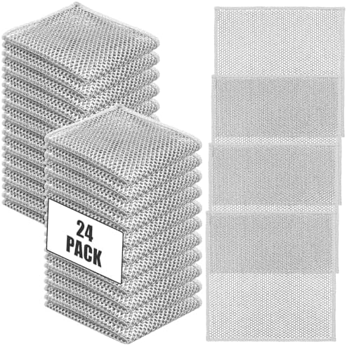 ZYNERY 24PCS 2024 New Multifunctional Non-Scratch Wire Dishcloth, Multipurpose Wire Dishwashing Rags for Wet and Dry, Wire Dish Washing Cloth, Wire Cleaning Cloths for Kitchen, Cookware, Dishware