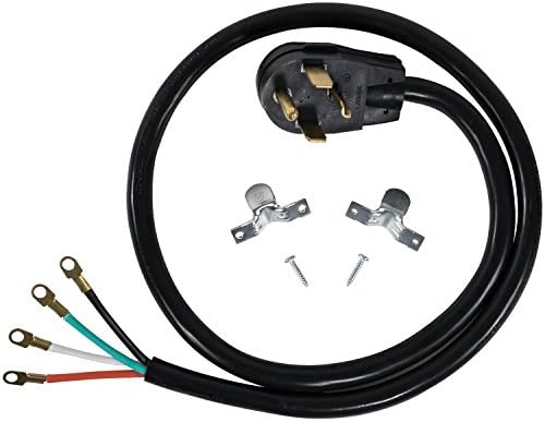 Certified Appliance Accessories 30-Amp Appliance Power Cord, 4 Prong Dryer Cord, 4 Color Coded Wires with Eyelet Connectors, 4ft, Copper Wire