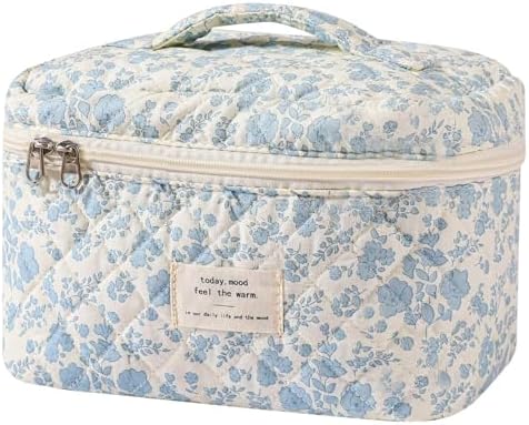 Large Makeup Bag, Cute Cosmetic Bag for Women Girls, Floral Coquette Aesthetic Toiletry Bag, Travel Make Up Organizer Bag (BDLH)