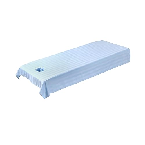 Beauty Bed Sheet,Massage Bed Tablecloth with Face Breath Hole, Massage Table Sheet Bed Cover Massage Equipment for Beauty SPA,Clubs Adults, Light blue