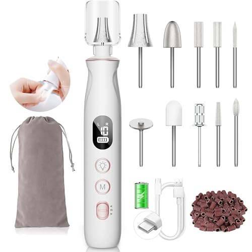 Upgraded Cordless Nail Drill Kit - Professional Electric Nail File for Thick Toenails, 10 Speeds Nail Drill Machine Rechargeable Manicure Pedicure Efile for Women Nail Dremel Hand Foot Nails Grinder
