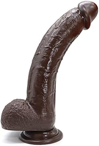 9.25 Inch Realistic Dildo Adult Sex Toys for Women, G Spot Anal Stimulator with Strong Suction Cup for Hands-Free Play, Body-Safe Material Curved Shaft and Balls Lifelike Flexible (Brown)