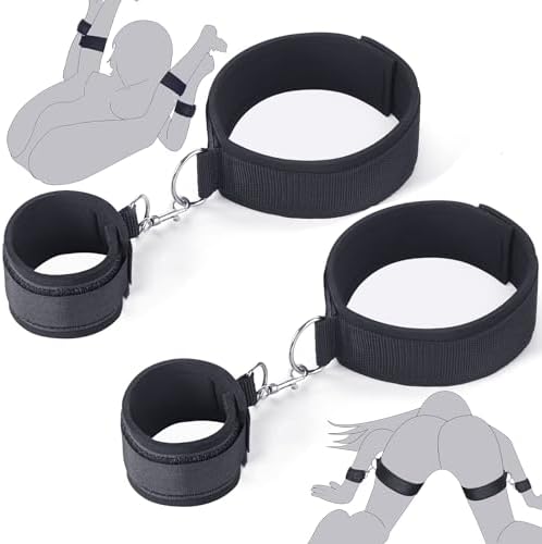 BDSM Bondage Sex Toys Restraints, Couples Sex Toy Handcuffs Adjustable Sex Cuffs Sex Restraints Straps Wrist-to-Thigh, Restraint Set Adult Sex Toys for Couple