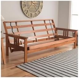 Asian Allure Fusion Futon Wood Frame Classic Style with Mission Style Arms with Solid Pattern with Foldable Feature for Lounge Room with Tight Back Barbados/No Drawers