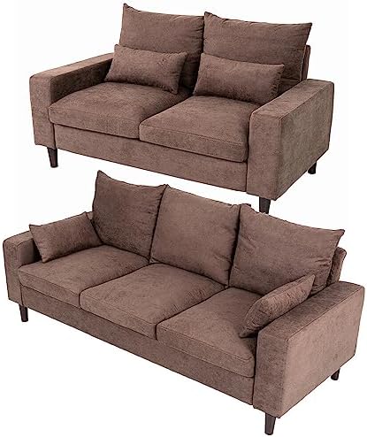 Panana 2 Seater & 3 Seater Fabric Corner Sofa Living Room Suite Set, Sofa Sets for Living Room, Brown