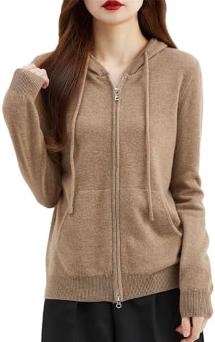 Women's Wool Knitwears Sweaters Solid Y2k Hooded Sweatshirt Cardigan Zip Hoodie