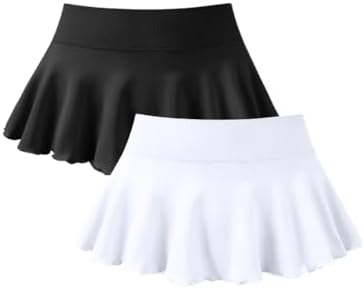 OQQ Women 2 Piece Mini Skirts 2 in 1 Flowy Sexy Basic Stretchy Flared Casual Skirts