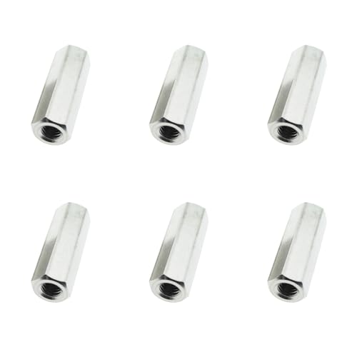 6PCS M6 x 1 Pitch 30mm Length 304 Stainless Steel Metric Hexagonal Coupling Nut M6x30 for Household Appliances Communication Equipment Ship Assembly and Other Machinery Industry