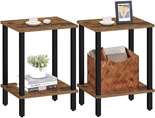 TUTOTAK End Table, Set of 2, Side Table, Nightstand, 2-Tier Storage Shelf, Sofa Table for Small Space, Living Room, Bed Room TB01BB035