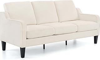 VINGLI Small Couch Sofa 71" Comfy Couches for Living Room Beige 3 Seat Sofa Couch Mid Century Modern Sofa Furniture Couches with Scooped Arms for Small Spaces, Bedroom, Apartment, Studio