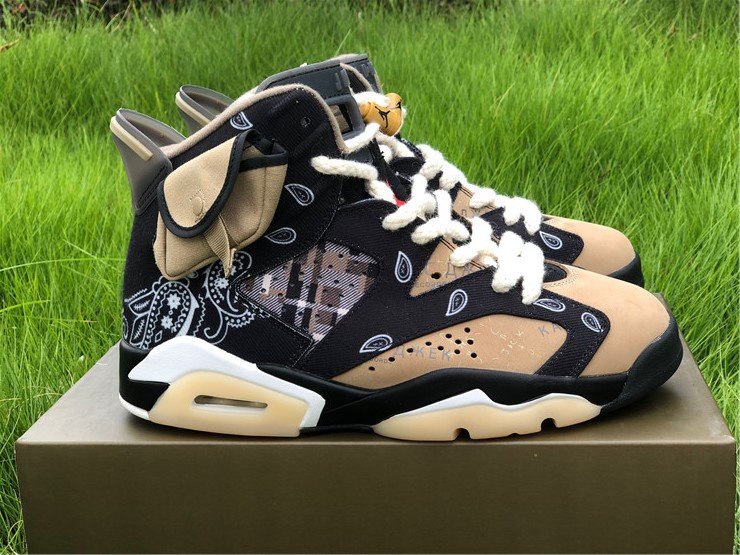 PK TRAVIS SCOTT X AIR JORDAN 6 PAISLEY PRINT BLACK PARACHUTE BEI