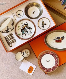 Designer replica hermes home cheval d’orient porcelain dinner set